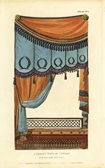 Lattice: French window curtain and Grecian settee