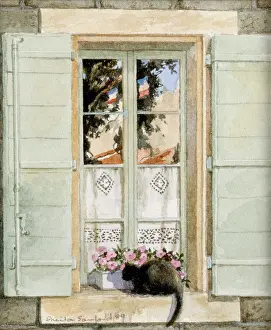 Sanford: French Window ' with shutters, flowers & cat