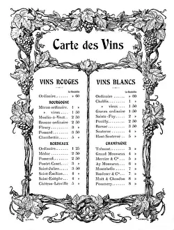 Tendril: French wine list, 1904