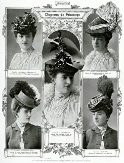 Ribbons: French woman wearing straw hats for Spring 1906