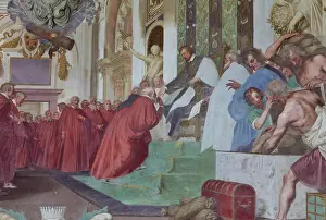 Franceschini: Fresco, Courtyard, Villa La Petraia, Florence, Tuscany