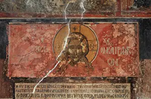 Berat: Fresco of head of Christ, Cathedral of St Nicholas