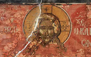 Berat: Fresco of head of Christ, Cathedral of St Nicholas