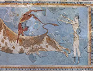 Knossos: Fresco, Heraklion Archaeological Museum, Crete, Greece