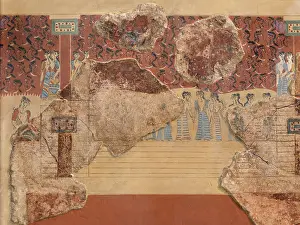 Tripartite: Fresco, Heraklion Archaeological Museum, Crete, Greece