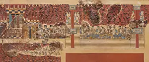 Tripartite: Fresco, Heraklion Archaeological Museum, Crete, Greece