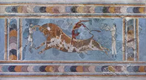 Knossos: Fresco, Heraklion Archaeological Museum, Crete, Greece