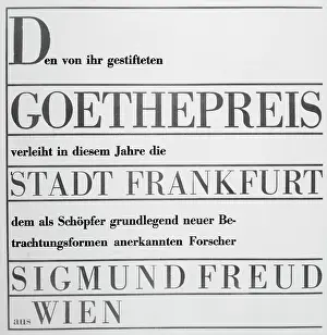 Goethe: FREUD/GOETHE PRIZE/95A