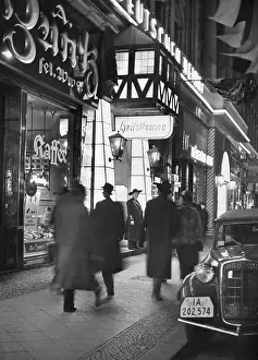 Lighted: The Friedrichstrasse in Berlin at night, 1935