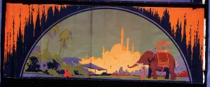 Minarets: Frieze, Indian scene with elephant
