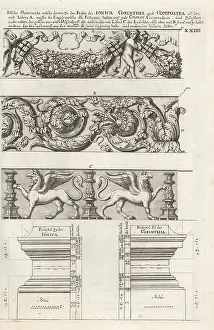 Festoons: Frieze ornaments and pedestals in various architectural