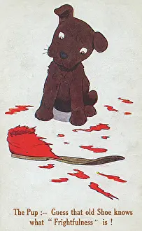 Slipper: Frightfulness - WW1 humorous dog postcard