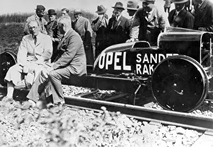 Reached: Fritz von Opel in front of his rocket car, 1928
