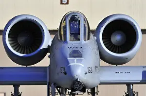 Warthog: Frontal view of a A-10 Thunderbolt aircraft ?