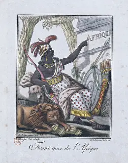 Afrique: Frontispice de l'Afrique. Engraving of the Encyclopedie