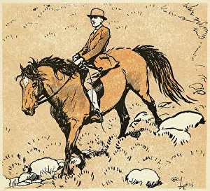 Exmoor: Frontispiece illustration, Robin riding Jerry