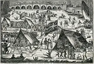 Blackfriars: Frost fair on the River Thames, 1814