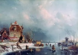 Lithographer: Frozen River Artist: Andreas Schelfhout