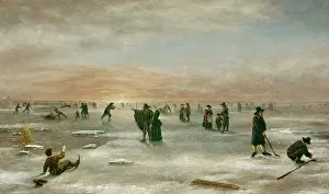 Hendrick: A Frozen River Scene ' with skaters etc