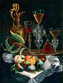 Morta: Fruit and crystal; work by