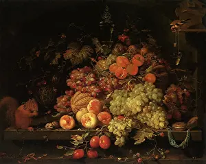 Figs: Fruit Still Life with Squirrel and Goldfinch