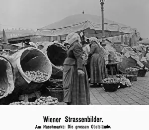 Viennas: Fruit stalls at Naschmarkt in Vienna, 1909