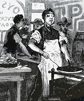 Frying: Frying oysters in an American snack bar