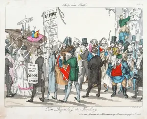 Carneval: The funeral of the carnival'. Colored copper