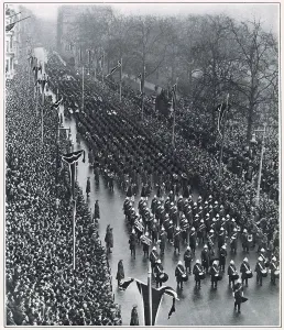 Massed: Funeral of George V - massed bands in Piccadilly