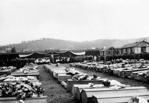 Coffins: Funeral of the victims of a bomb attack on