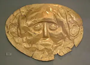 Ears: Funerary mask in gold foil embossed. IV Grave Circle A in th