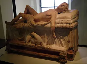 Vatican: Funerary monument with dying Adonis. 3rd century B.C. Polych
