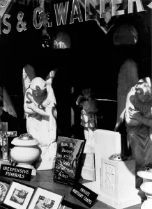 Figurines: Funerary monuments in display window