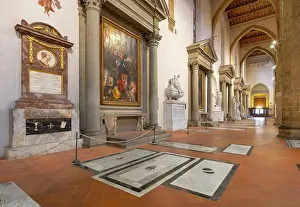 Ambulatory: Funerary slabs, Santa Croce, Florence, Tuscany, Italy