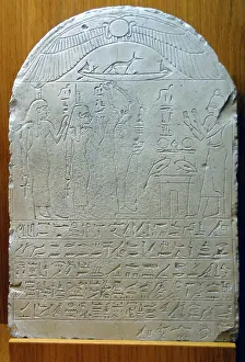 Deity: Funerary stele with inscription. Egypt