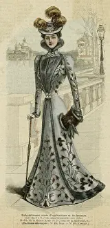 Promenading: Fur Trim Gown 1899