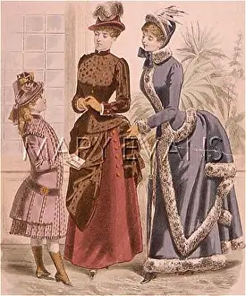 Bustles: FUR-TRIMMED COSTUME 1885
