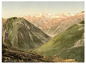 Furka: Furka Pass, view from the summit, Bernese Oberland, Switzerl