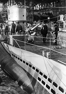 Submarines: The future crew visits their new submarine, 1940