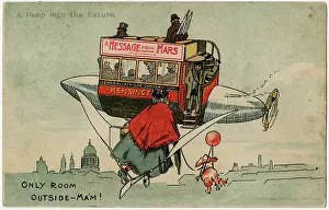 Future Prediction - Flying Bus - Humorous Postcard