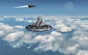 Orbital: A futuristic anti-gravity city floating in the