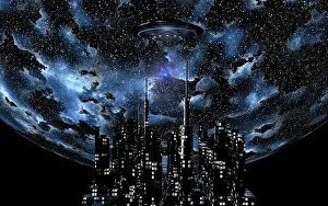 Universe: A futuristic city on the edge of a part of the