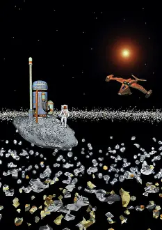 Spaceflight: A futuristic concept of mankind mining for minerals