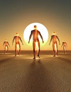 Solar: A futuristic concept showing transhumans being