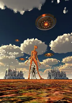 Anthropomorphic: Futuristic highly advanced alien biomechanical androids
