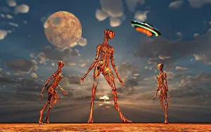 Anthropomorphic: Futuristic highly advanced alien biomechanical androids