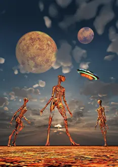 Anthropomorphic: Futuristic highly advanced alien biomechanical androids