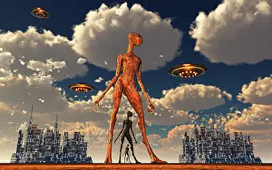 Anthropomorphic: Futuristic highly advanced alien biomechanical androids