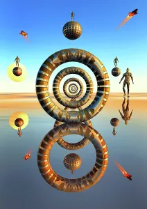 Universe: Futuristic manmade teleportation rings & spheres