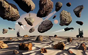 Astronomical: Futuristic technology, mining an asteroid field